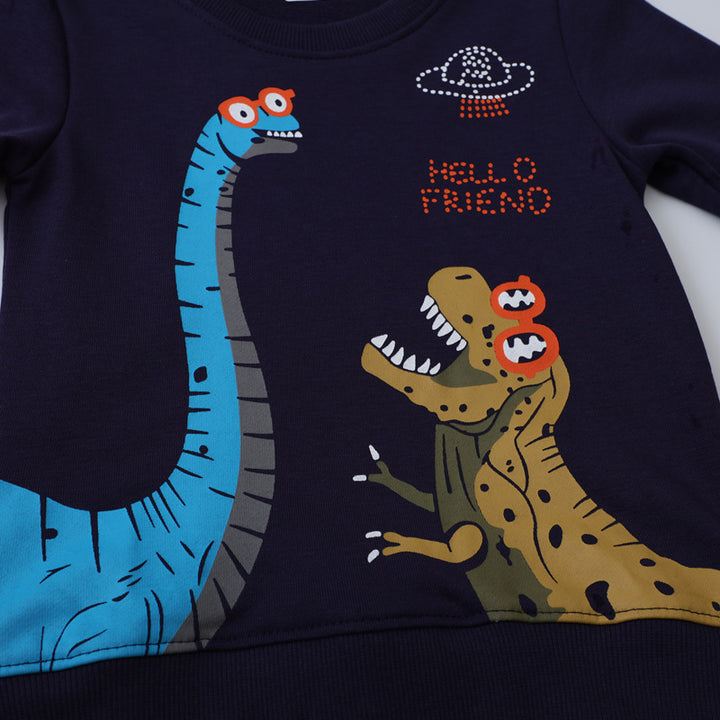 Jungen Sweatshirt mit lustigem Dinosaurier- und Weltraumdesign Drune