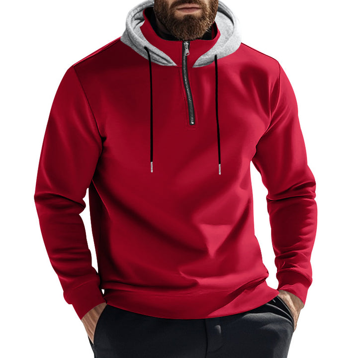 Herren nan Halbzip-Kapuzenpullover mit kontrastkapuze, Kordelzug und schmaler Silhouette Drune