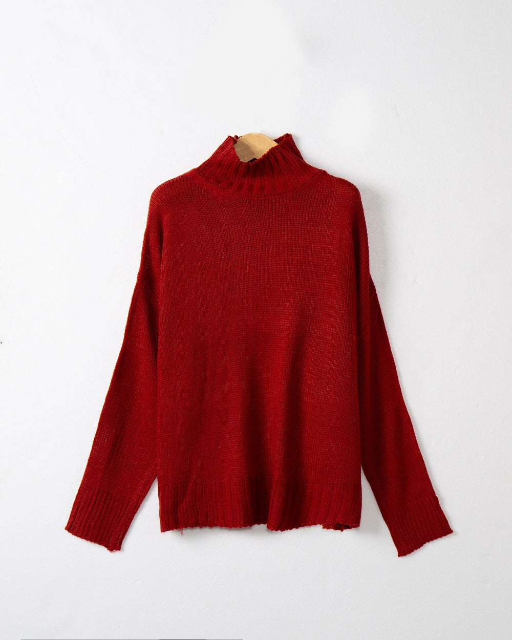 Damen hochgeschlossener Strickpullover mit strukturiertem Design Drune