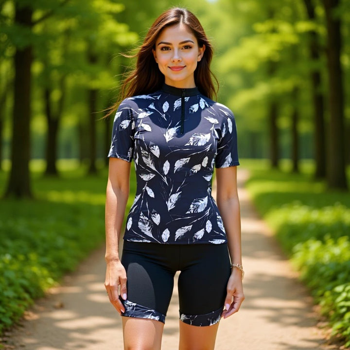 Damen Sportlicher Kurzarm Schwimmanzug mit floralem Muster Drune