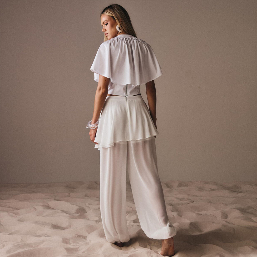 Damen Freizeit-Set mit lässigem Oberteil und weiten Hosen Drune