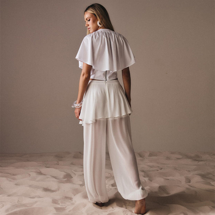 Damen Freizeit-Set mit lässigem Oberteil und weiten Hosen Drune