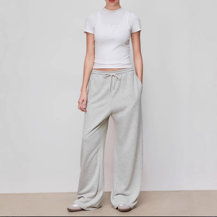 Damen weite Jersey-Hose mit elastischem Bund und Kordelzug Drune