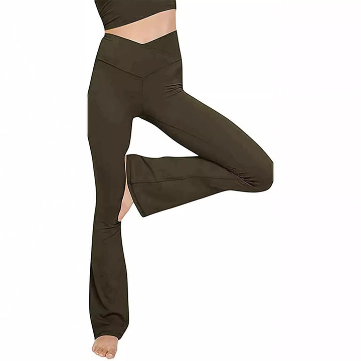 Damen Bootcut Yoga-Hose aus elastischem Material mit hohem Bund Drune