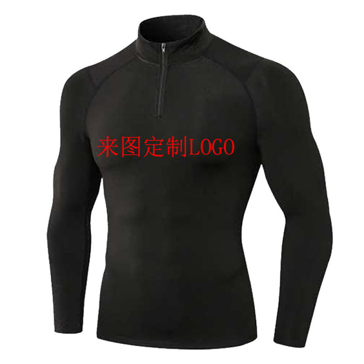 Herren nan eng anliegendes Kompressionsshirt mit kurzem Reißverschluss und langen Ärmeln Drune