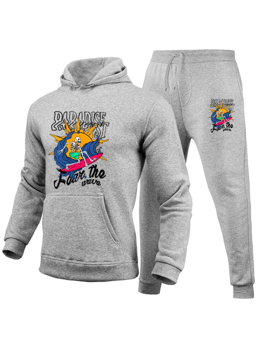 Damen Kapuzenpullover und Jogginghose Set mit einzigartigem Surf-Motiv Drune