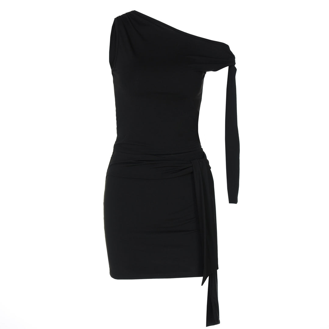 Damen One-Shoulder Mini-Kleid mit Raffung und elegantem Detail Drune