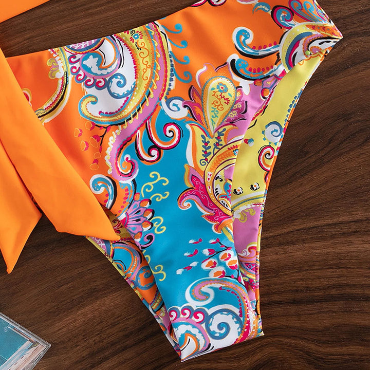 Damen Zweiteiliges Bikini-Set mit asymmetrischem Oberteil und stilvollem Wickel-Design Drune