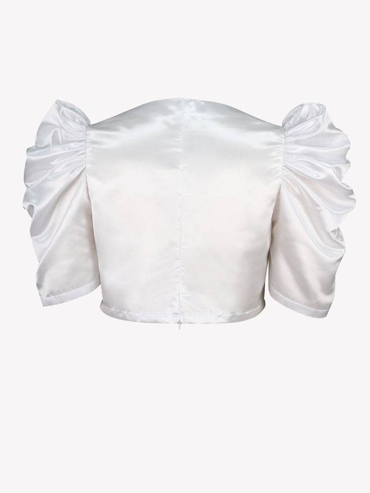 Damen elegantes Kurzarmtop mit voluminösen Puffärmeln Drune