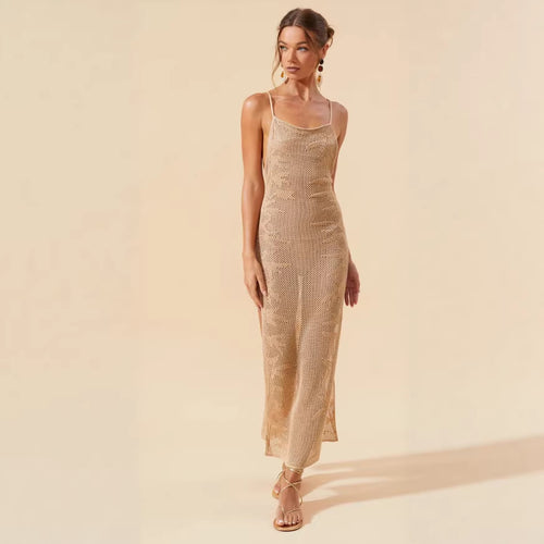Damen Glitzerndes Strick-Maxi-Kleid Drune