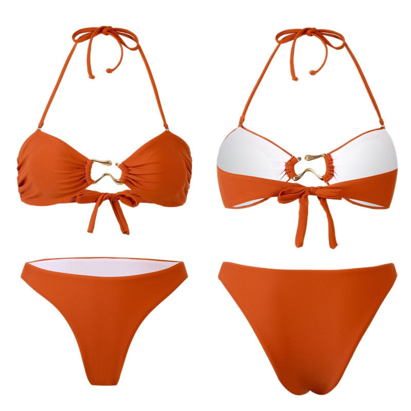Damen Bandeau Bikini mit elegantem Gold-Detail Drune