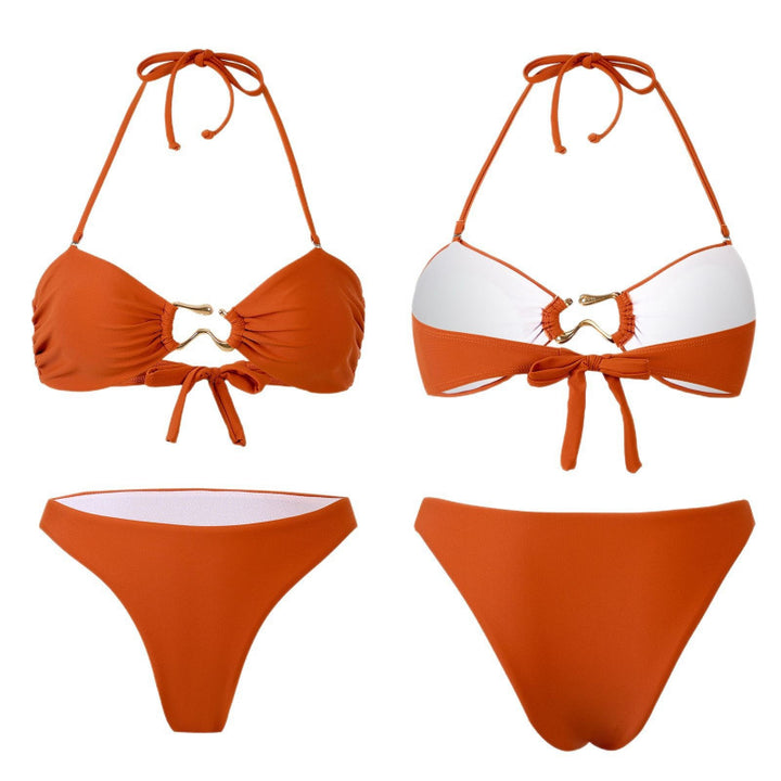 Damen Bandeau Bikini mit elegantem Gold-Detail Drune