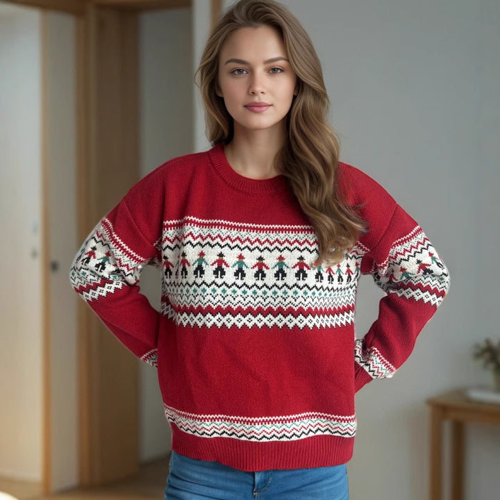 Damen kuscheliger Strickpullover mit festlichem Zopfmuster Drune