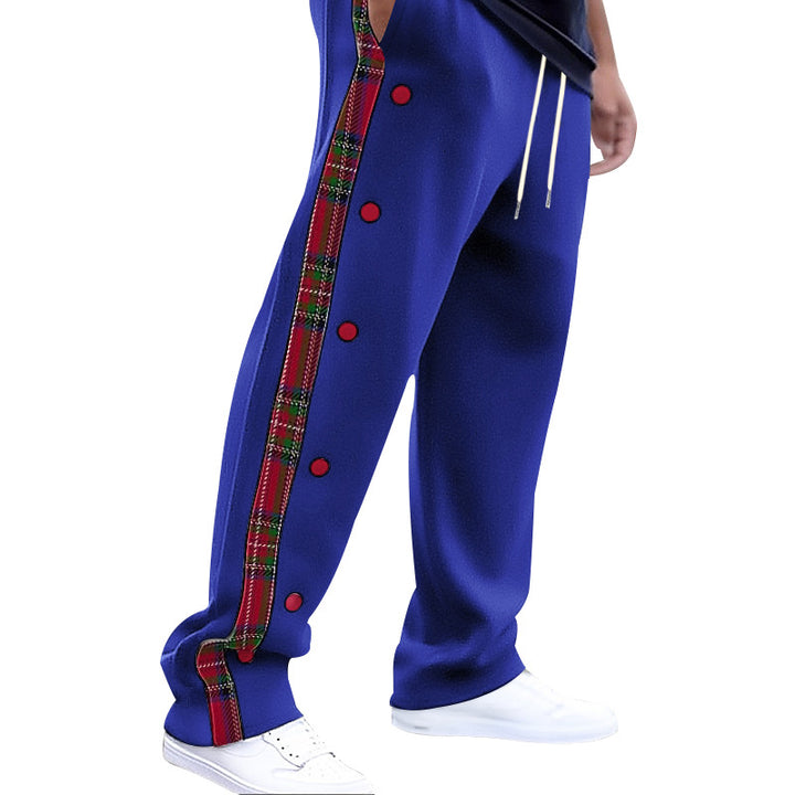 Herren Sportliche Freizeithose mit Knopfleisten und Karomuster Drune