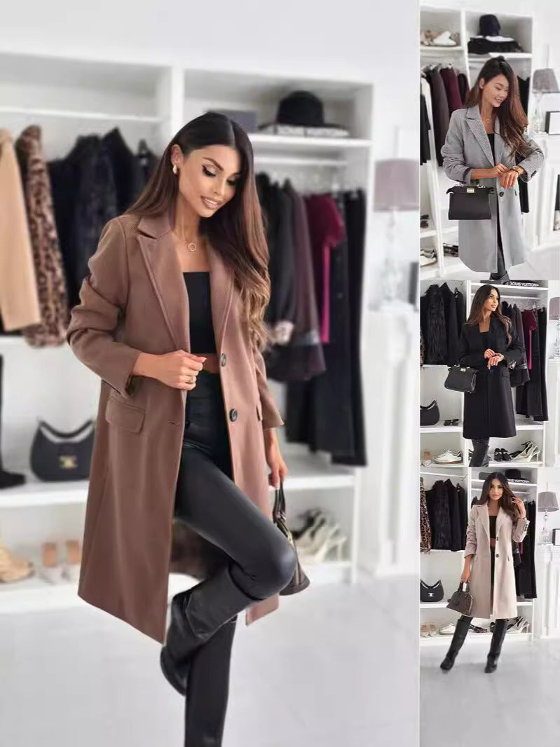 Damen Lange und elegante Winterjacke mit schmalem Schnitt Drune