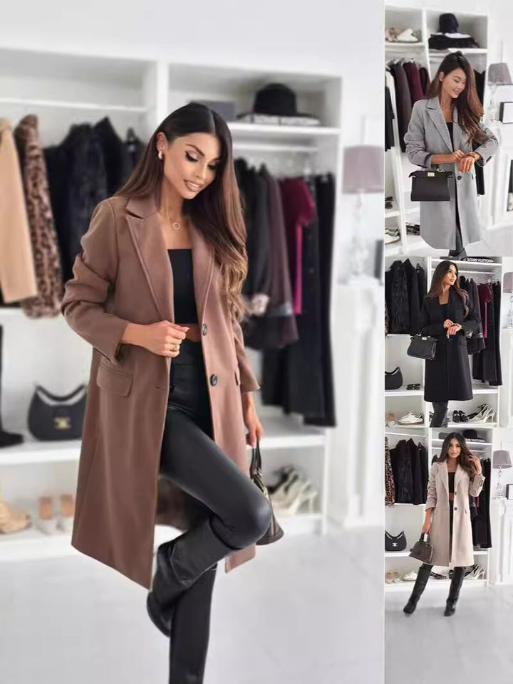 Damen Lange und elegante Winterjacke mit schmalem Schnitt Drune