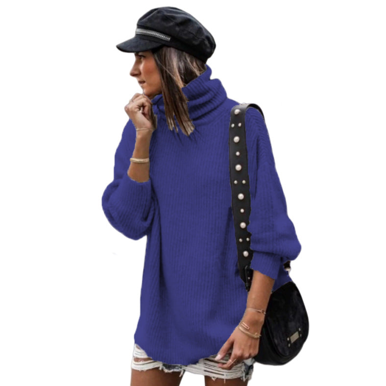 Damen Grobstrickpullover mit hohem Kragen und lässiger Passform Drune
