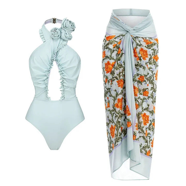 Damen Schwimmanzug mit floralem Design und raffinierter Cut-Out-Optik Drune