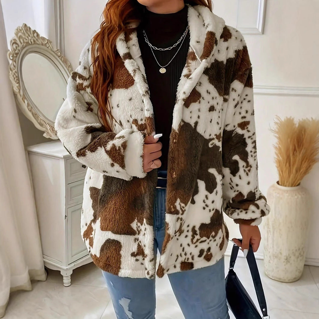Damen Kuschelige Tierfell-Jacke im oversized Schnitt Drune