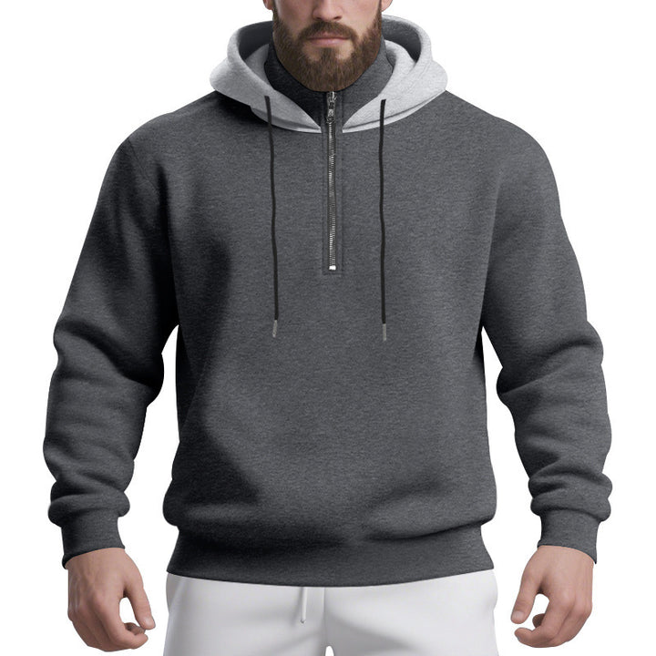 Herren sportlicher Kapuzenpullover mit halbem Reißverschluss und atmungsaktivem Stoff Drune