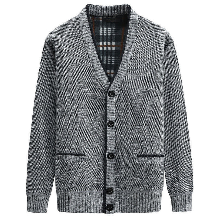 Herren Strickjacke mit V-Ausschnitt und hochwertigen Details Drune