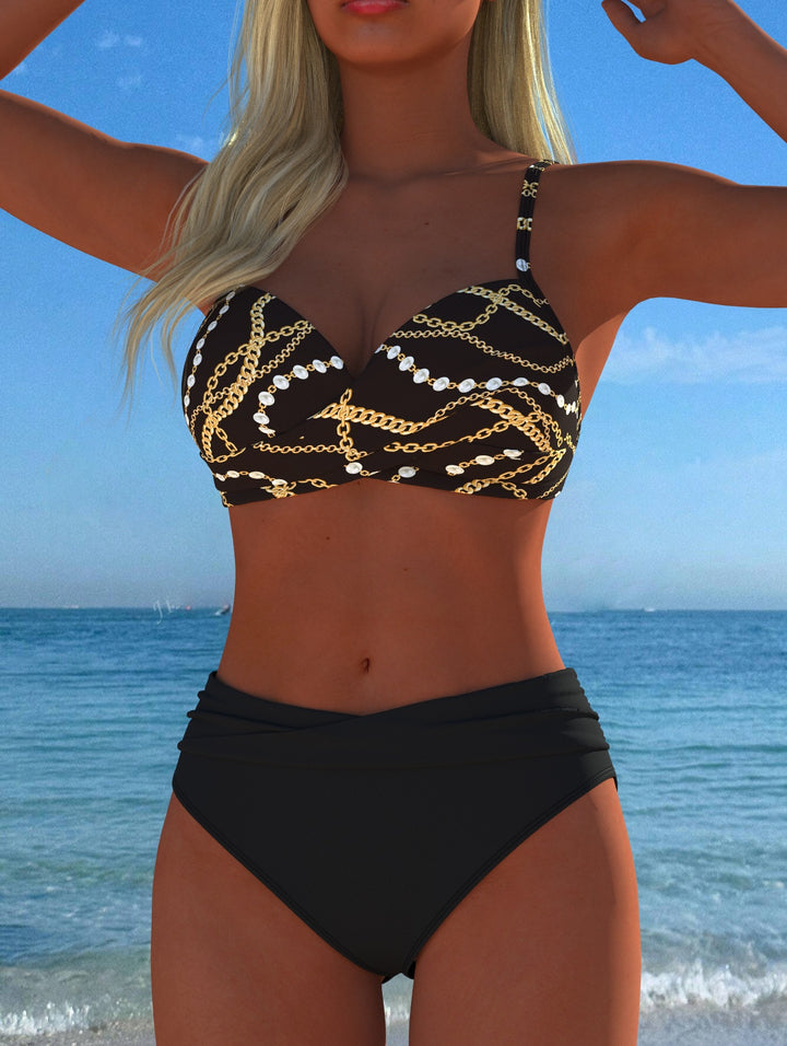 Damen Bikini-Set mit elegantem Kettenmotiv und komfortablem Schnitt Drune