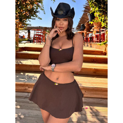 Damen Sommerliches Strandset mit Top und Minirock Drune