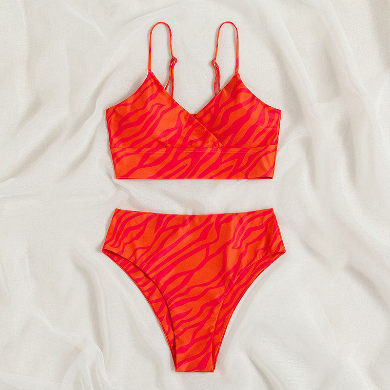 Damen Bikini-Set mit schmeichelndem Wickel-Design und sportlichem Animal-Print Drune