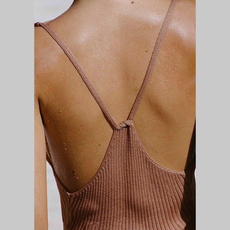 Damen elegantes Strickmaxikleid mit faszinierenden Cut-Out-Details Drune