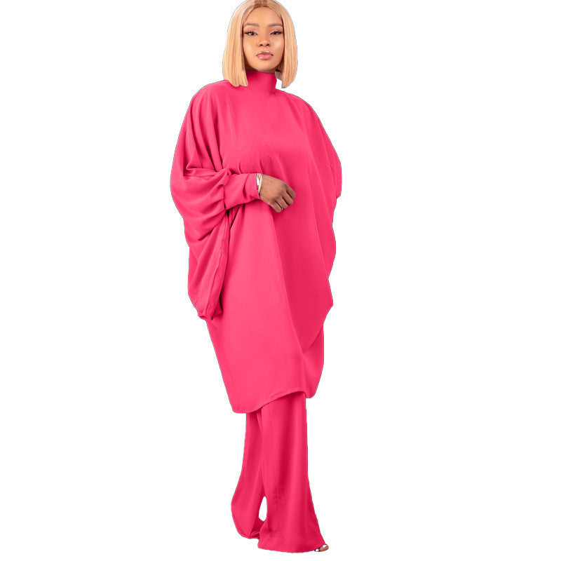 Damen modisches Oversized-Set mit hohem Kragen und weiten Ärmeln Drune
