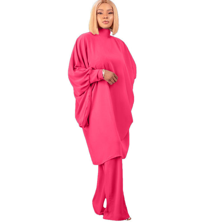 Damen modisches Oversized-Set mit hohem Kragen und weiten Ärmeln Drune