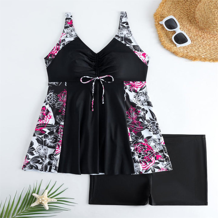 Damen Strandkleid Badeanzug mit elegantem Leopardenmuster Drune