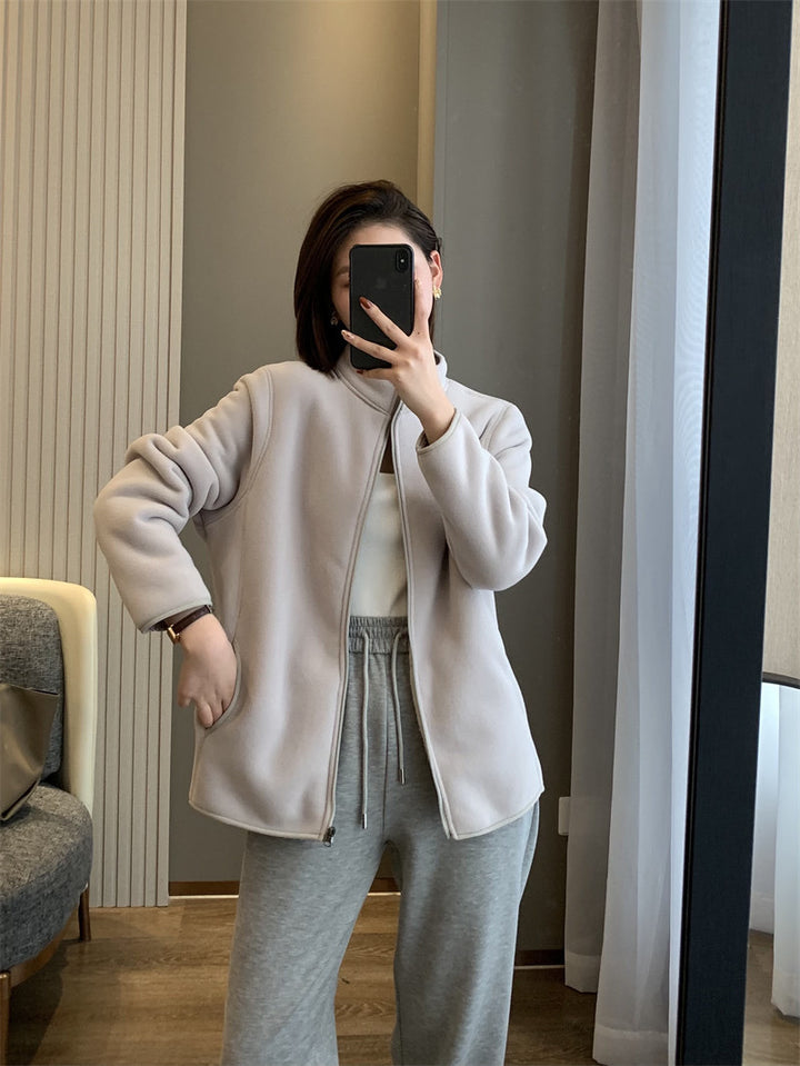 Damen Fleece-Jacke mit hohem Kragen und durchgehendem Reißverschluss Drune