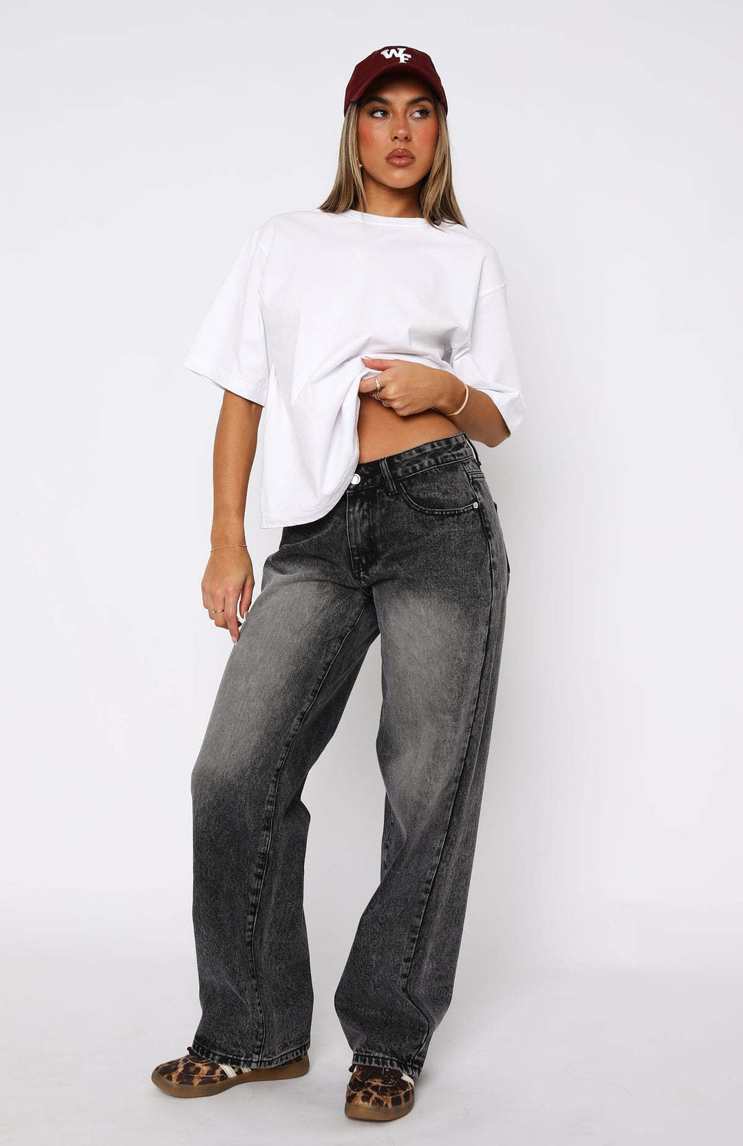 Damen lässige weite Jeans mit hohem Bund und modischem Schnitt Drune