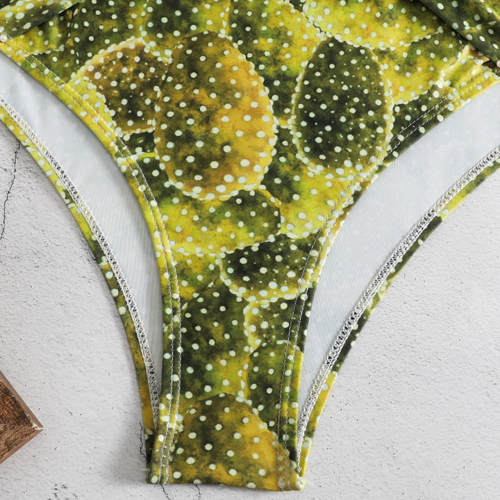 Damen Einteiler Badeanzug mit verspieltem Knoten-Design und floralem Muster Drune