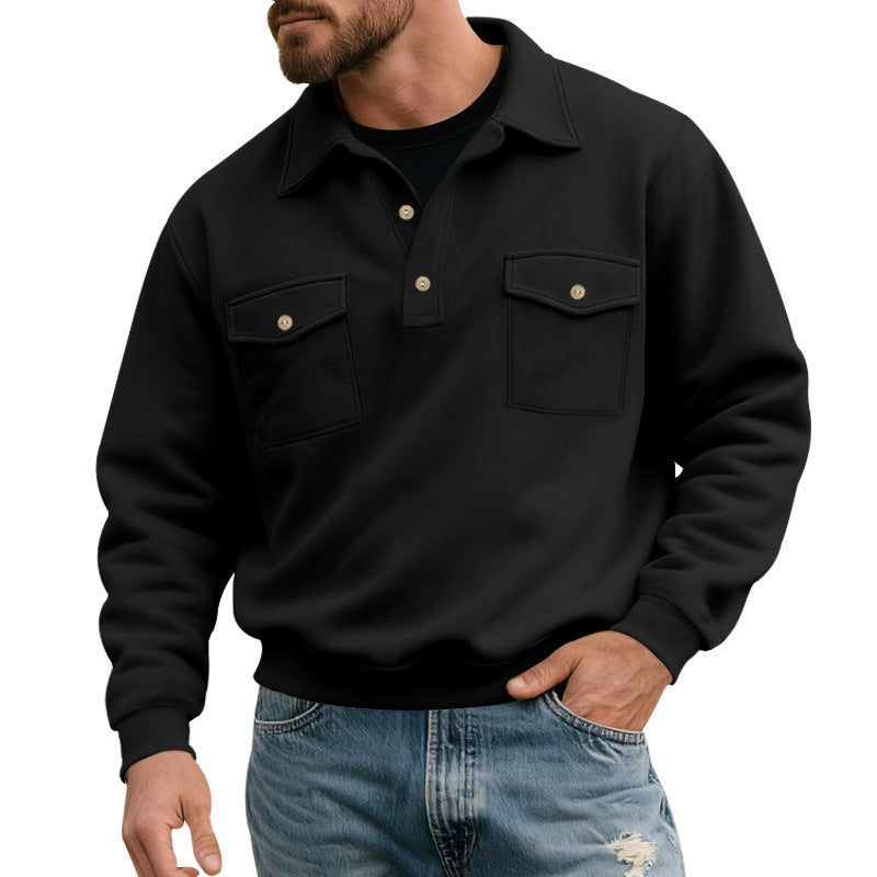 Herren lässiger Pullover mit praktischen Pattentaschen Drune