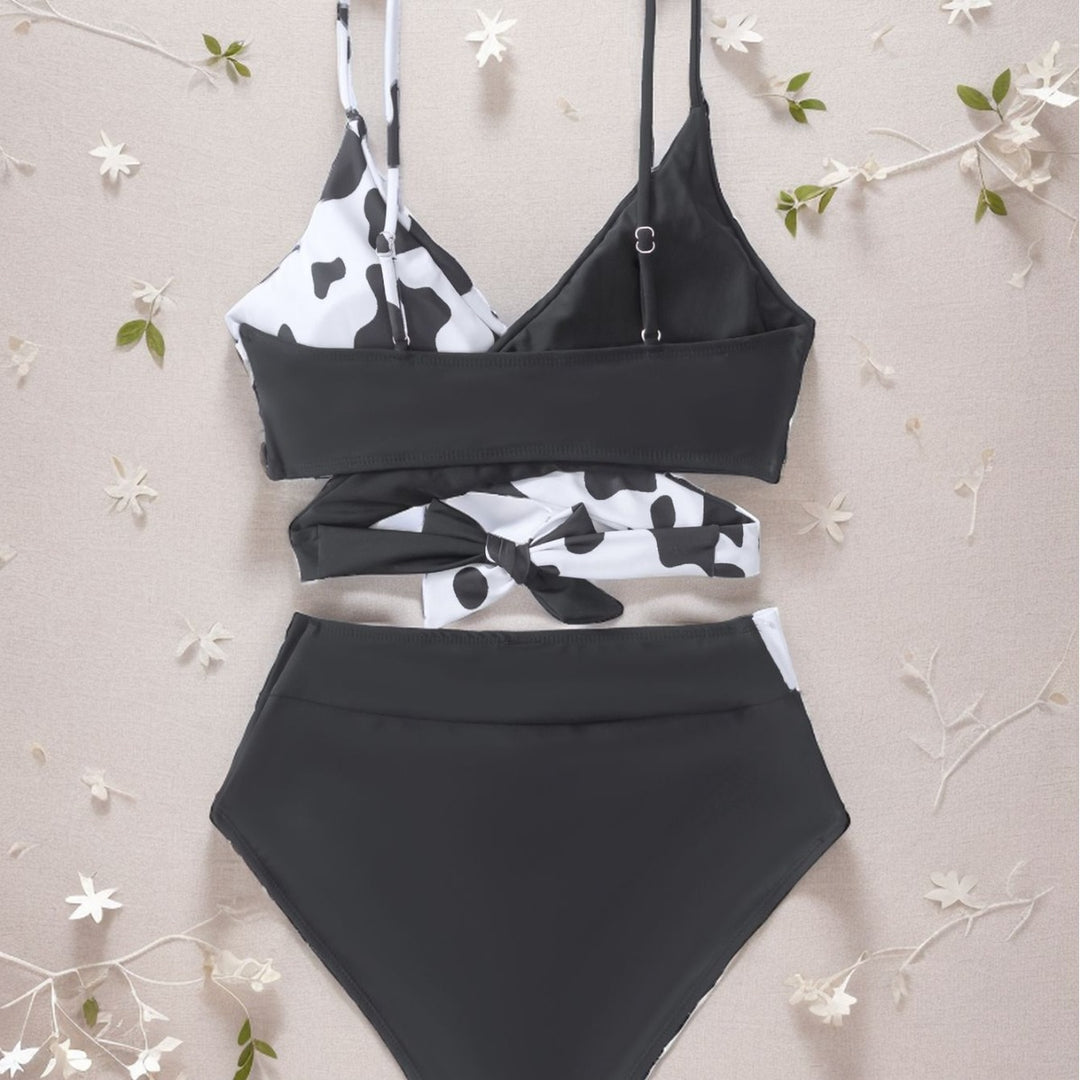 Damen Hoch geschnittener Bikini mit asymmetrischem Design und herausforderndem Look Drune