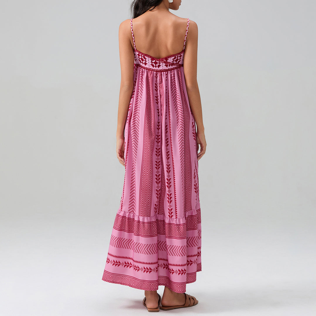 Damen Maxikleid mit raffiniertem Boho-Muster Drune