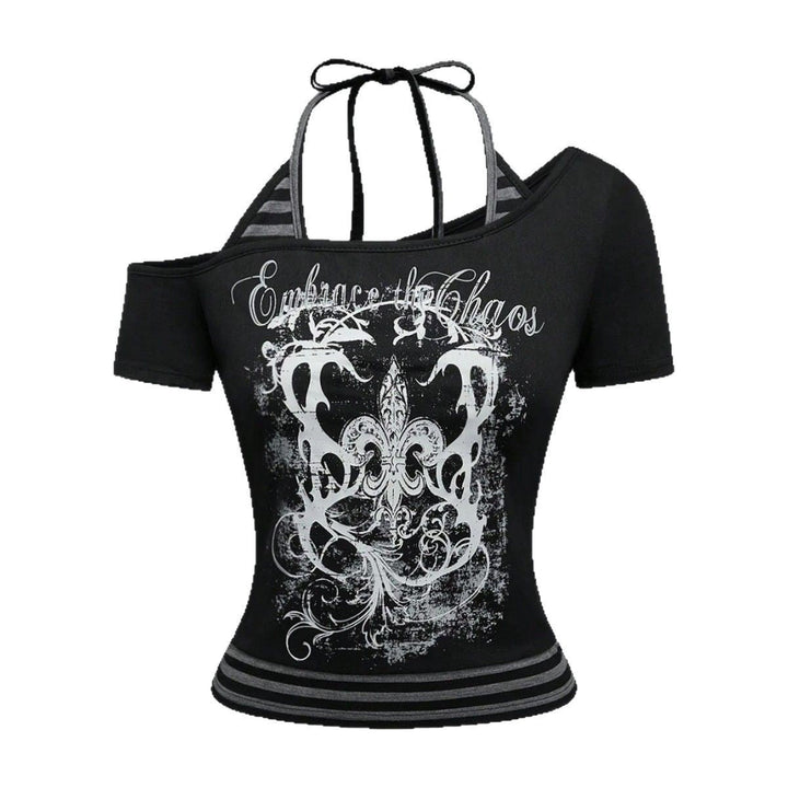 Damen Off-Shoulder Top mit grafischem Design Drune