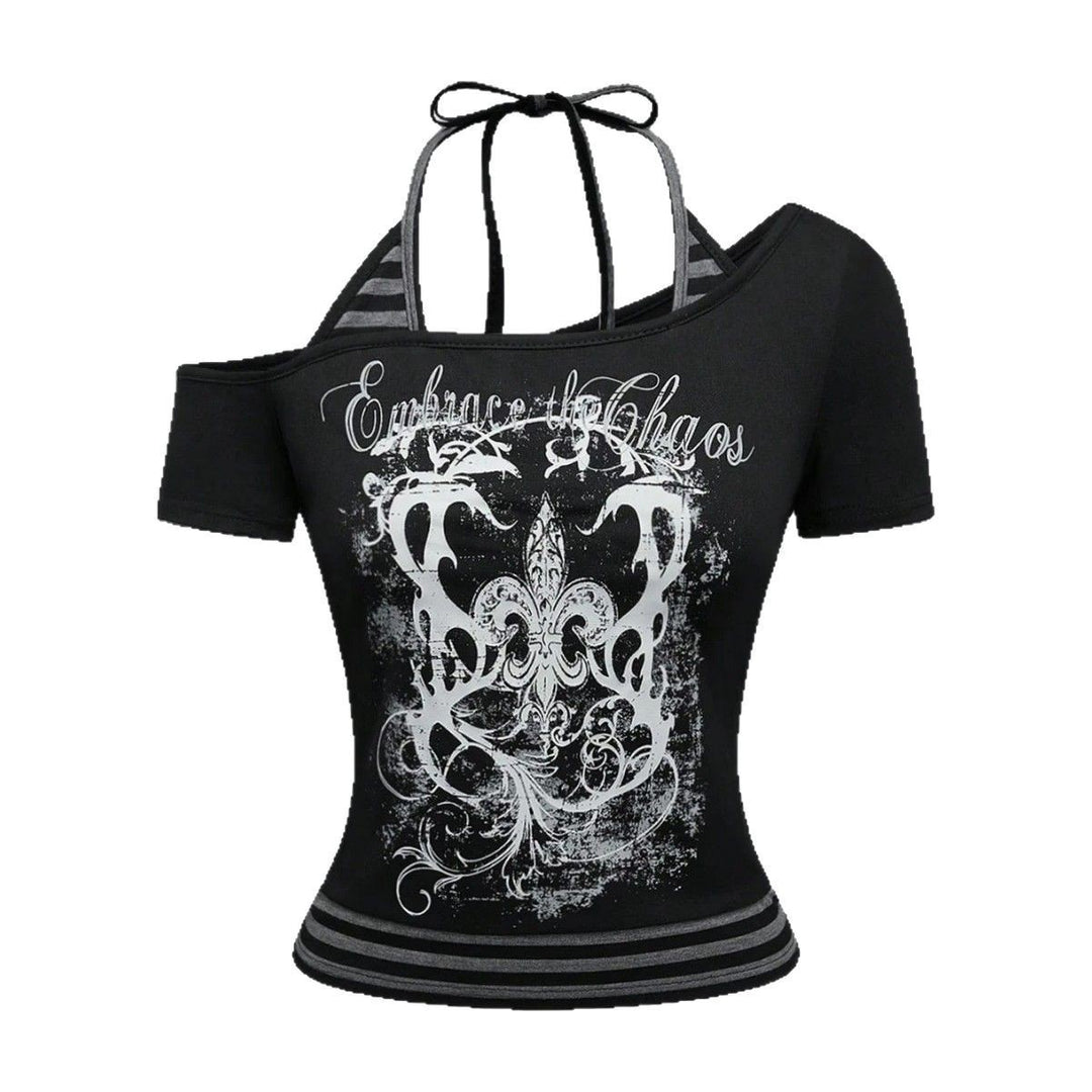 Damen Off-Shoulder Top mit grafischem Design Drune