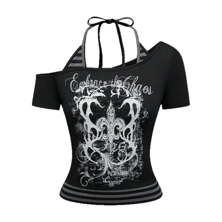 Damen Off-Shoulder Top mit grafischem Design Drune