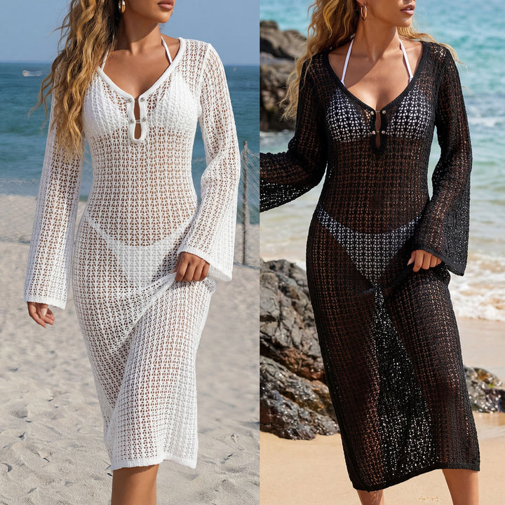 Damen luftiger Strandüberwurf mit gehäkeltem Design Drune