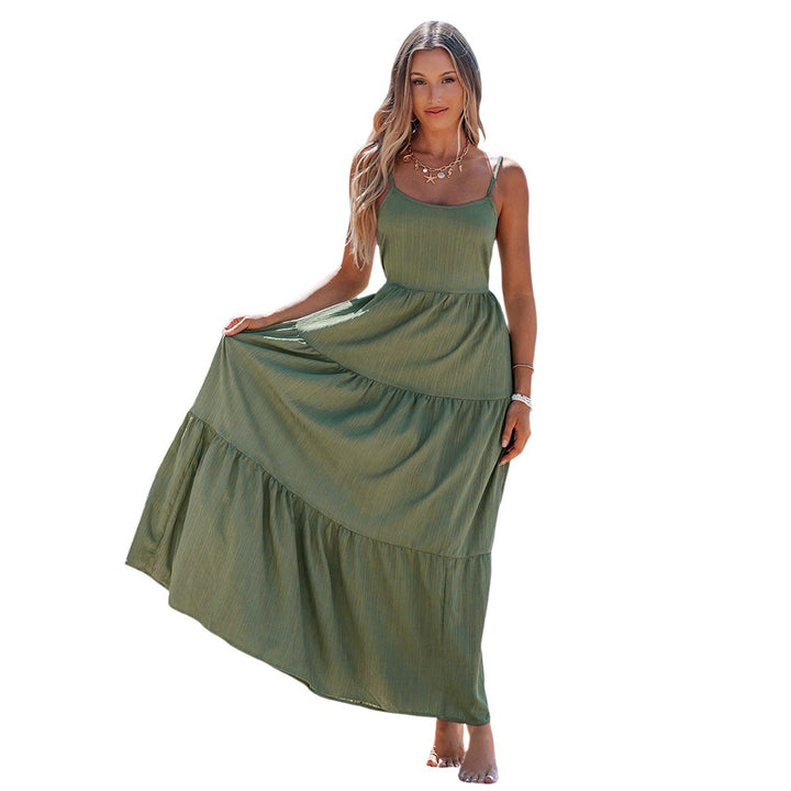 Damen Maxikleid mit hohen Taillenakzenten und luftigen Stufen Drune