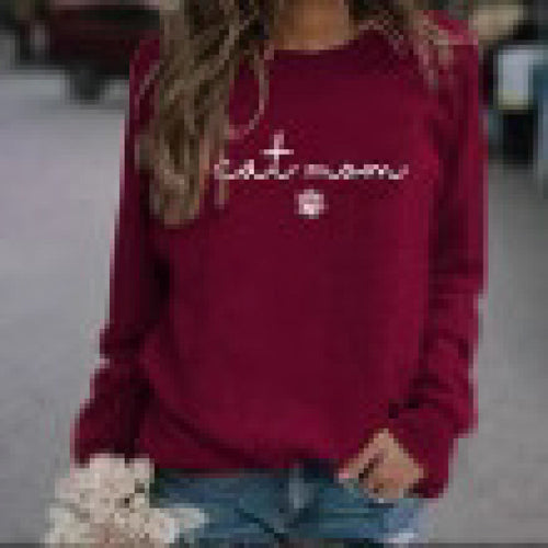 Damen Sweatshirt mit kreativem Katzenmama-Design Drune