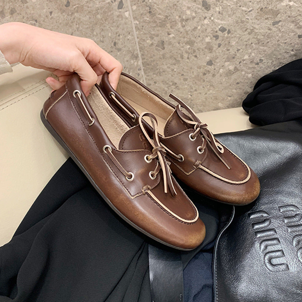 Damen Freizeit Leder Slipper Drune