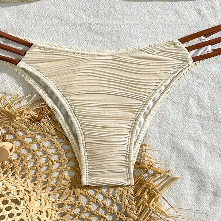 Damen Bandeau-Bikini mit Rüschendesign und dekorativen Trägerdetails Drune