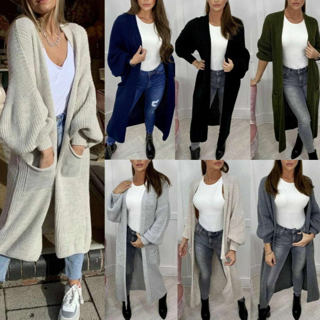Damen Grobstrickmantel im lässigen offenen Design Drune