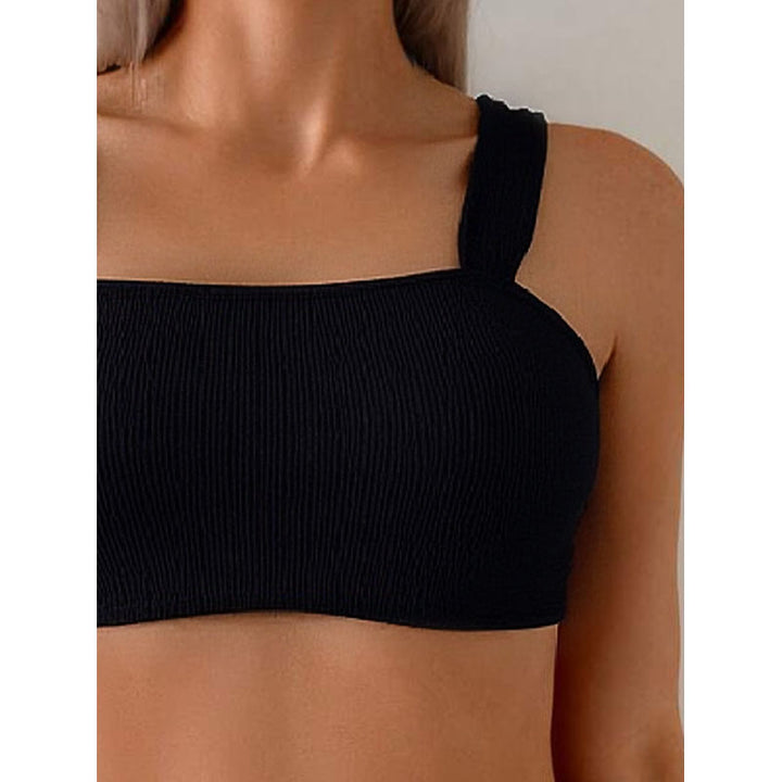 Damen Hochtaillierter Bikini mit quadratischem Oberteil und breiten Trägern Drune