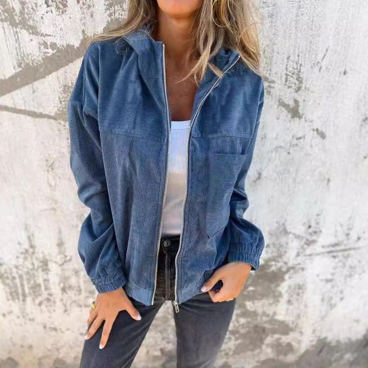 Damen leicht taillierte Cordjacke mit praktischen Taschen Drune