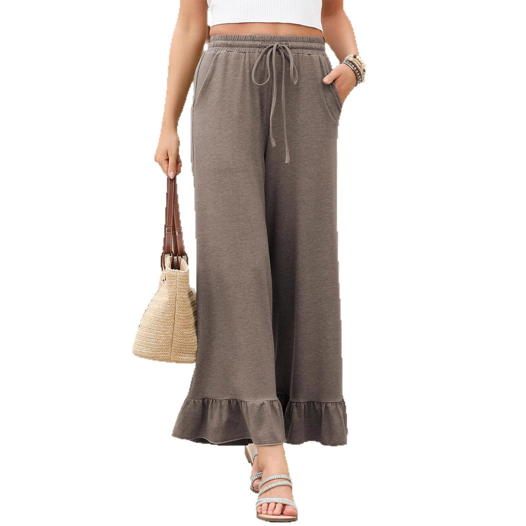 Damen Weite Sommerhose mit Rüschensaum Drune